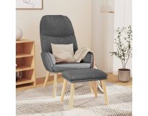 vidaXL Relaxing Chair with a Stool Light Grey Fabric