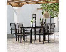 vidaXL 7 Piece Garden Dining Set Black