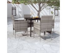 vidaXL 5 Piece Garden Dining Set with Cushions Grey and Black