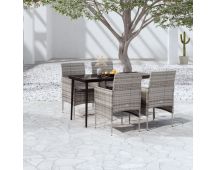 vidaXL 5 Piece Garden Dining Set with Cushions Grey and Black