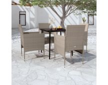 vidaXL 5 Piece Garden Dining Set with Cushions Beige and Black