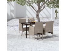 vidaXL 5 Piece Garden Dining Set with Cushions Beige and Black