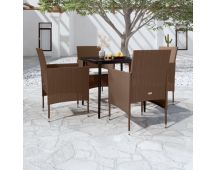 vidaXL 5 Piece Garden Dining Set with Cushions Brown and Black