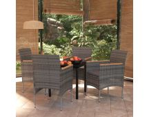 vidaXL 5 Piece Outdoor Dining Set with Cushions Grey and Black