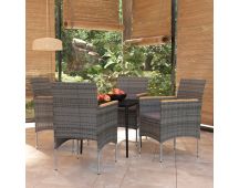 vidaXL 5 Piece Outdoor Dining Set with Cushions Grey and Black