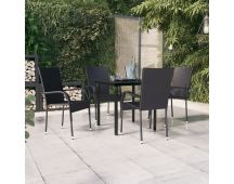 vidaXL 5 Piece Outdoor Dining Set Black