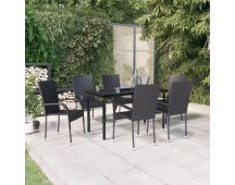 vidaXL 7 Piece Outdoor Dining Set Black