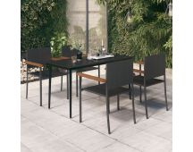 vidaXL 5 Piece Garden Dining Set Black