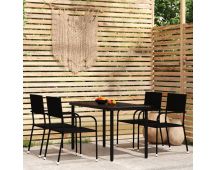 vidaXL 5 Piece Garden Dining Set Black