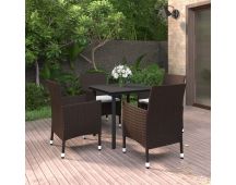 vidaXL 5 Piece Garden Dining Set Poly Rattan and Glass