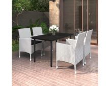 vidaXL 5 Piece Garden Dining Set Poly Rattan and Glass