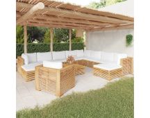 vidaXL 12 Piece Garden Lounge Set with Cushions Solid Teak Wood