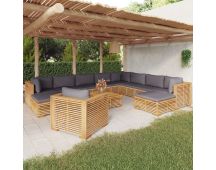 vidaXL 12 Piece Garden Lounge Set with Cushions Solid Teak Wood