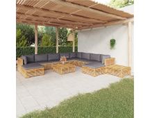 vidaXL 12 Piece Garden Lounge Set with Cushions Solid Teak Wood