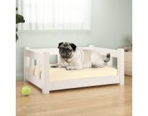 vidaXL Dog Bed White 65.5x50.5x28 cm Solid Wood Pine