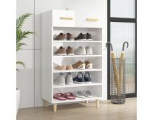 vidaXL Shoe Cabinet High Gloss White 60x35x105 cm Engineered Wood