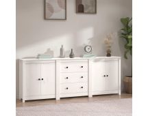 vidaXL Sideboard White 210x35x80 cm Solid Wood Pine