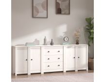 vidaXL Sideboard White 230x35x80 cm Solid Wood Pine