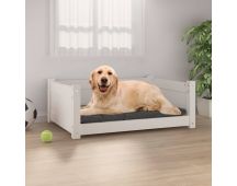 vidaXL Dog Bed White 75.5x55.5x28 cm Solid Pine Wood