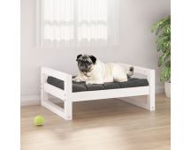 vidaXL Dog Bed White 65.5x50.5x28 cm Solid Pine Wood