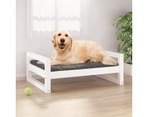 vidaXL Dog Bed White 75.5x55.5x28 cm Solid Pine Wood