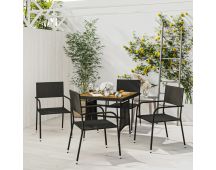 vidaXL 5 Piece Outdoor Dining Set Poly Rattan Black