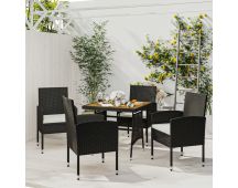 vidaXL 5 Piece Outdoor Dining Set Poly Rattan Black