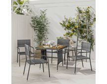 vidaXL 5 Piece Outdoor Dining Set Poly Rattan Grey