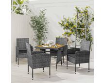 vidaXL 5 Piece Outdoor Dining Set Poly Rattan Grey