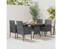 vidaXL 5 Piece Outdoor Dining Set Poly Rattan Grey