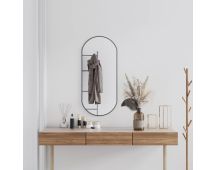 vidaXL Wall Mirror Black 90x40 cm Oval