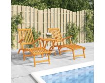 vidaXL Outdoor Deck Chairs with Footrests and Table Solid Wood Acacia