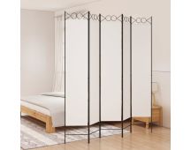 vidaXL 5-Panel Room Divider White 200x220 cm Fabric