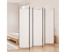 vidaXL 5-Panel Room Divider White 250x200 cm Fabric