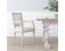 vidaXL Dining Chair Beige linen