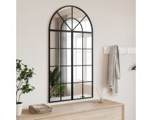 vidaXL Wall Mirror Black 60x110 cm Arch Iron