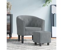 vidaXL Tub Chair with Footstool Dark Grey Velvet