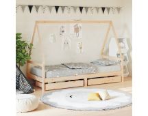 vidaXL Kids Bed Frame with Drawers 90x190 cm Solid Wood Pine