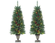 vidaXL Artificial Christmas Trees 2 pcs 100 LEDs Green 120 cm