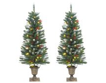 vidaXL Artificial Christmas Trees 2 pcs 100 LEDs Green and White 120 cm