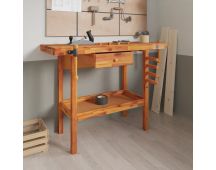 vidaXL Workbench with Drawer and Vices 124x52x83 cm Solid Wood Acacia