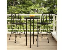 vidaXL Bar Stools 2 pcs Black 45x56x103.5 cm PE Rattan and Steel