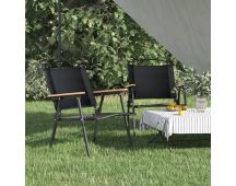 vidaXL Camping Chairs 2 pcs Black 54x55x78 cm Oxford Fabric