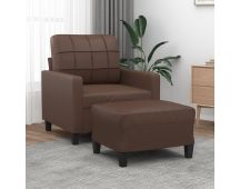 vidaXL Sofa Chair with Footstool Brown 60 cm Faux Leather