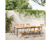 vidaXL Folding Garden Chairs 8 pcs Steel and Solid Wood Acacia