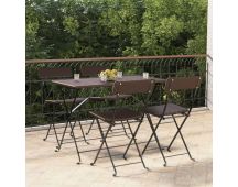 vidaXL Folding Bistro Chairs 4 pcs Brown Poly Rattan and Steel