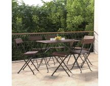 vidaXL Folding Bistro Chairs 6 pcs Brown Poly Rattan and Steel