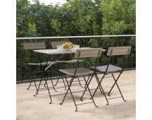 vidaXL Folding Bistro Chairs 4 pcs Grey Poly Rattan and Steel