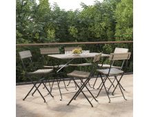 vidaXL Folding Bistro Chairs 6 pcs Grey Poly Rattan and Steel