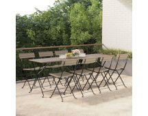 vidaXL Folding Bistro Chairs 8 pcs Grey Poly Rattan and Steel